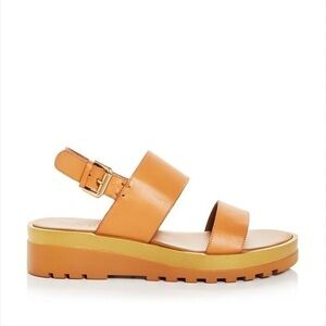 nib See by Chloé Martie Leather Slingback Wedge Sandals in Tan - Size 6